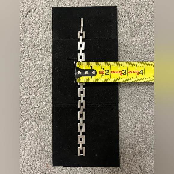 Art Deco flat square link chain bracelet- Sterling silver - Picture 6 of 7